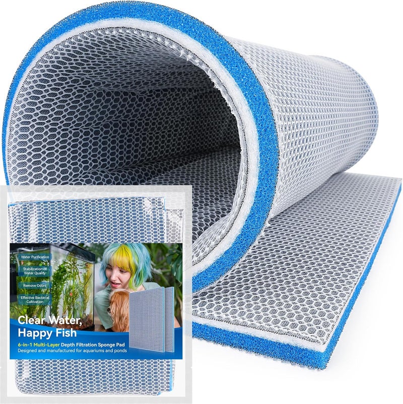 Borlech 8-Layer Fast-Acting Aquarium Filter Pad - Cut-to-Size Aquarium Floss Media for Fish Tank, Pond, Sump - Fast Water Polishing in Hours (19.7"x15.75"x0.6") - Image 1